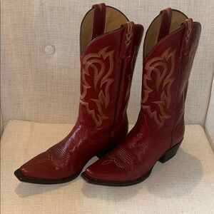 Shyanne Lucille Red Genuine Leather Pointed Toe Pull on Western Boots